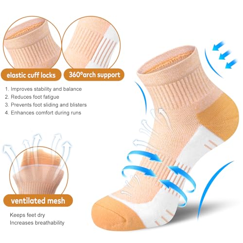 cuangya Women Athletic Ankle Cushioned Running Socks 6-Pairs - color: 5 Pairs Ice Cream, size: 8-10