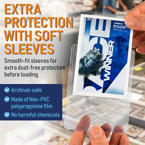 310 PCS Card Sleeves, Premium Plastic Top Loaders for Sports Cards - size: 110 Clear Hard Sleeves + 200 Soft Sleeves