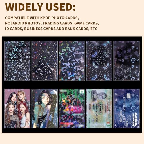400 Pcs Kpop Photocard Sleeves Holder 58 x 89 mm, Laser Flash Card Covers - style: Holographic Style