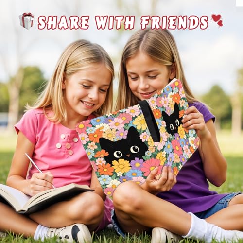 Girl Card Binder 4 Pocket, 4 Pocket Card Binder Cat, Collectible Trading Card Album Cats, Zippered Collection Gifts for Girls Boys Organized - color: Flowers Black Cat, size: 400 Pockets