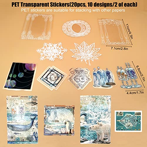 Esweny 100 PCS Vintage Ephemera Pack Journaling Scrapbooking Supplies Scrapbook Sticker Paper Kit for Junk Journal Planners Collage Craft Notebooks Decoupage Album (Ocean) - color: Ocean