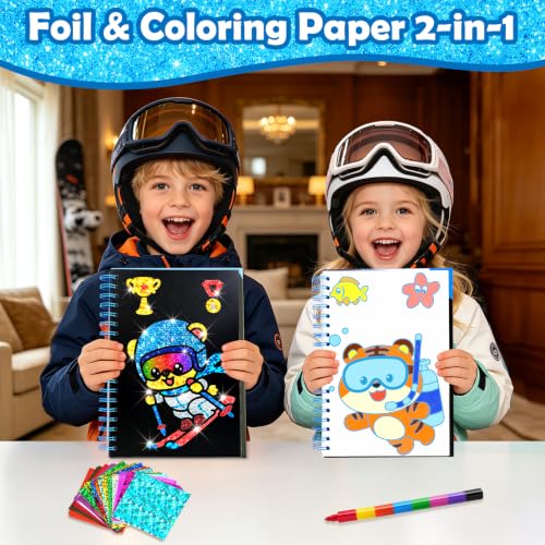 FUNNYB&G Foil Art Craft Kit for Kids, Sparkly Birthday Gift Toy for Kids - style: Love Sport