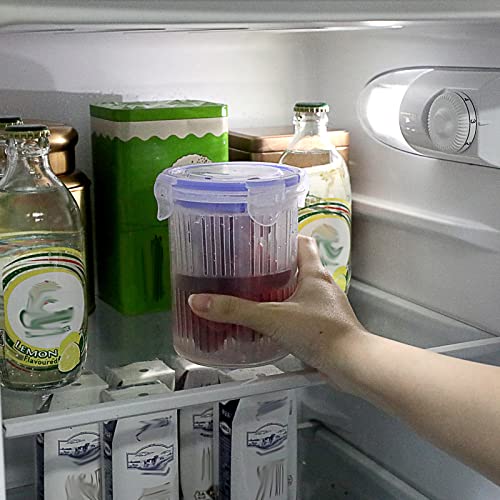 JUXYES Transparent Plastic Pickle Storage Jar with Strainer and Lock Lid