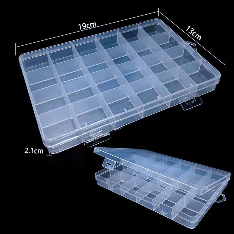 1pcs Adjustable 1-24 Grids Compartment Jewelry Box Transparent Plastic Storage Boxes Container Earring Organizer Case (Style4) - color: Style4