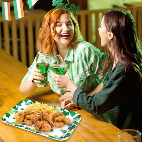 JarThenaAMCS 3Pcs Happy St. Patrick' s Day Serving Trays Shamrock Reusable Serving Dishes Lucky Clover Platter for Irish Holiday Party Sharing Snacks Fruits Dessert, 13 x 10 Inch - style: Happy St. Patrick' s Day