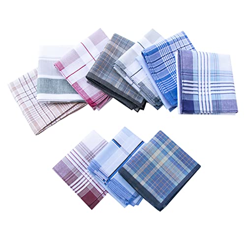 CoCoUSM Assorted Pack of Mens 100% Cotton Handkerchiefs Soft Hankies Pocket Squares - size: pack of 3
