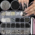 Black Nail Charms Rhinestones for Women Nail Design - color: Colorful-23