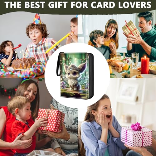 4 Pocket Trading Card Binder, Holds 400 Cards, 3-Ring Binder - color: Cute elf