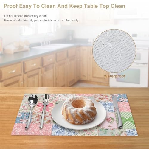 Boho Floral Vintage Colorful Patchwork Placemats Set of 4, 12x18 Inch - color: Pm-patchwork05, size: 4pcs