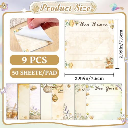 9 PCS Bee Themed Gifts for Women Sticky Notes - style: Bee