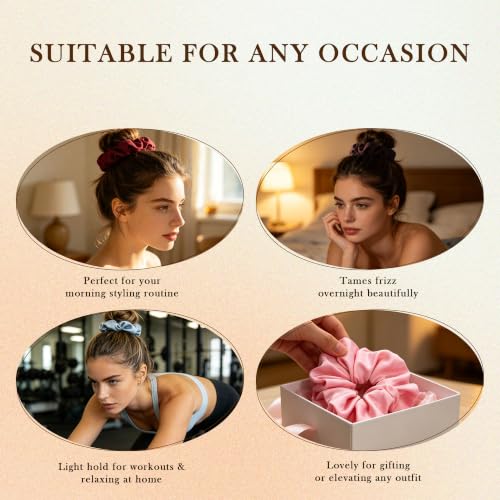 Simnice 20 Colors Satin Large Scrunchies for Women Soft Silk Hair Scrunchie - color: 20 Colors-L