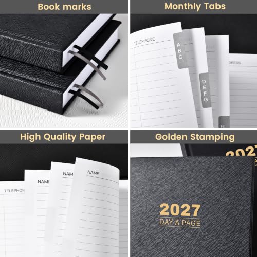 2027 Diary - Diary Full Page Per Day, Daily Planner 2027 - color: Black (2026-2027)