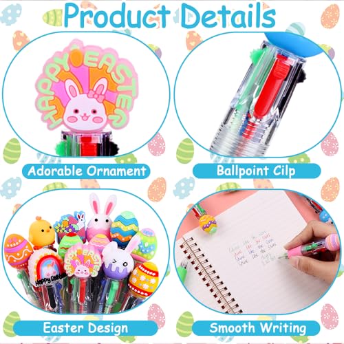 24PCS Easter Fun Pens Bunny Easter Egg Multicolor Pens for Basket Stuffers - style: Easter Eggs-24pcs