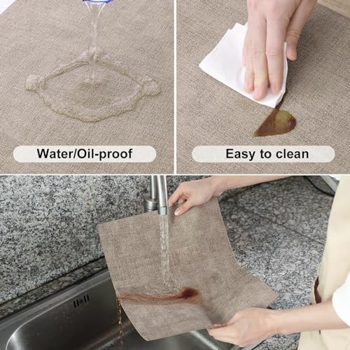 Homaxy PU Faux Leather Placemats for Dining Table, Set of 6, Light Brown - color: Light Brown