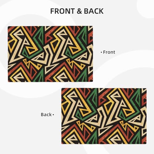 African Geometric Placemats Washable Table Placemat Set of 6 - color: Yellow Red Green, size: Set of 6