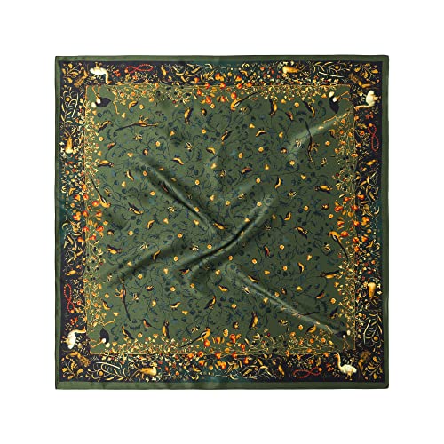 100% Mulberry Silk Scarf - 25.6" Square Neckerchief & Headscarf Gift Packed - color: Green