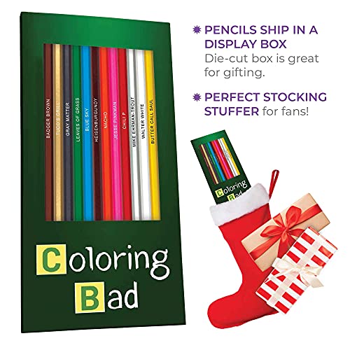 Breaking Bad Colors Colored Pencils - 12 Breaking Bad-Inspired Parody Pencil Set with Clever Foil-Stamped Names, Soft Core Colored Pencils for Drawing, Coloring Books, Journals & Art - style: Breaking Bad