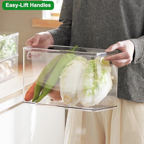 Taiuloo Clear Stackable Storage Drawers - 9.51 Quart Large Plastic Organizer Bins with Pull-Out Drawer, Kitchen Fridge, Bathroom Vanity & Pantry Cabinet Organization