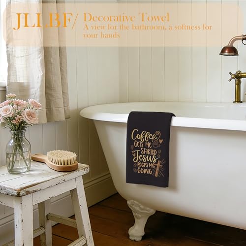 Christian Coffee and Jesus Kitchen Towels 16x24 Inch, Faith Based Gifts, Coffee Lover Gifts Hand Tea Towels for Kitchen Cafe Bar Station Decor -Black - color: Coffee Black
