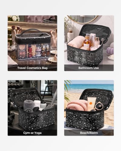 Star Clear Makeup Bag, Waterproof Travel Cosmetic Bag Toiletry bag,Black - color: Black