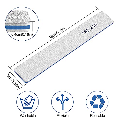 Nail File-Nail Files for Natural Nails 180/240 Grit, Emery Boards Nail Files Double Sided, 12 PCS Professional Manicure Tools for Nail Tech - size: 180/240 grit for natural nail