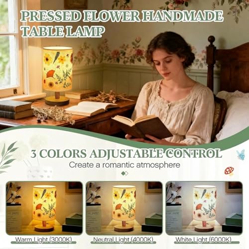 Hortsun Pressed Flower Vintage Table Lamp,Modern Style - color: Modern Style