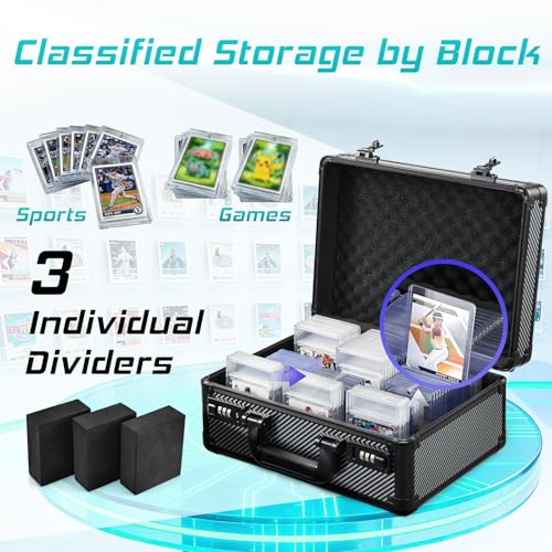 Graded Card Storage Box, Trading Cards Case Storage, Toploader Card Storage Cases for Sports Cards Storage, Baseball Cards Case for 99+ Slabs or 350+ Toploaders - color: Black