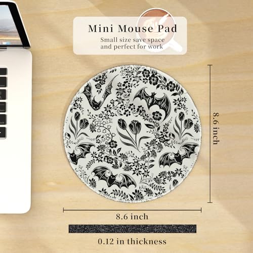 Hancynir Goth Bat Floral Round Mouse Pad, Small Mousepad for Office Desk - color: Goth Bat