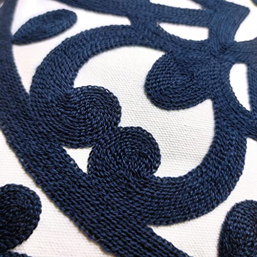 Alysheer Boho Embroidered Lumbar Throw Pillow Cover 12"x 20", 1pc Navy - color: Navy, size: 20" x 12" (Pack of 1)