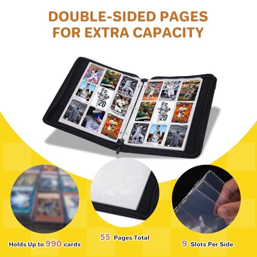 Card Binder, 9 Pocket 990 Card for Collectible Trading Card Albums