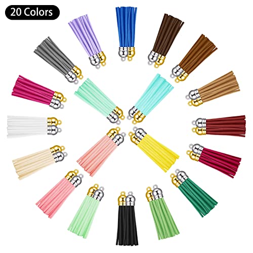 Hapeper 80 Pieces Leather Tassel Keychain Tassels Pendants Charm Tassel for DIY Crafts, Jewelry Making (2-1/6 Inch) - size: 2-1/6 Inch