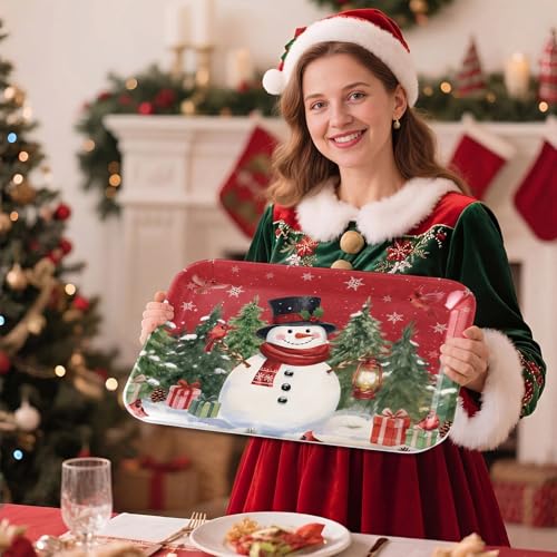 Vesici 4 Pcs Christmas Serving Trays 13x10 Inch Melamine Blue White Set - style: Christmas