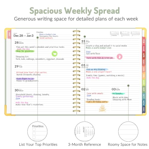 Forvencer 2027 Planner Weekly and Monthly, Hardcover Calendar Planner, A4 - color: Green, size: 8.5"x11" (Jan 2027 - Dec 2027)