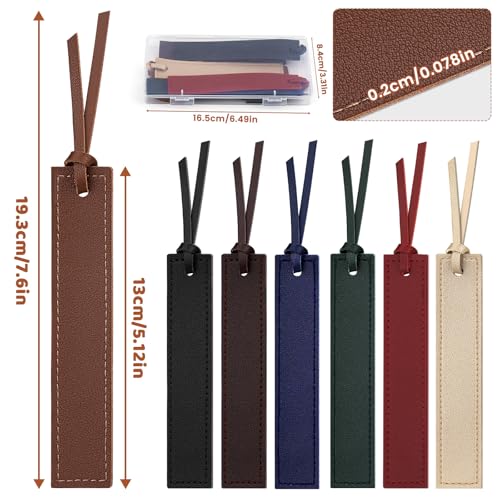 7 Pcs Leather Bookmarks, Classic Handmade Stitched Bookmark for Men - size: 7 Pcs
