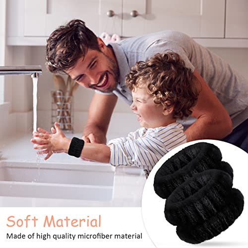 Chuangdi 4 Pairs Wrist Bands for Washing Face Microfiber,Black - color: Black