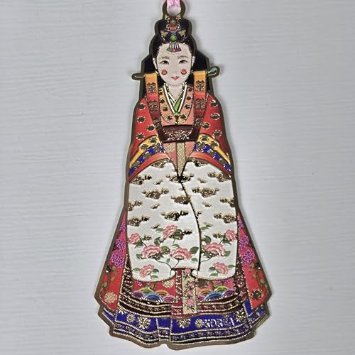 Korean Hanbok Bookmark 5 Pack with Tassels, Traditional Costume Character Page Holder, Cute Bookmarks for Women, Book Stuff, Reading Accessories for Book Lovers, Bible Bookmarks - color: Red Dress