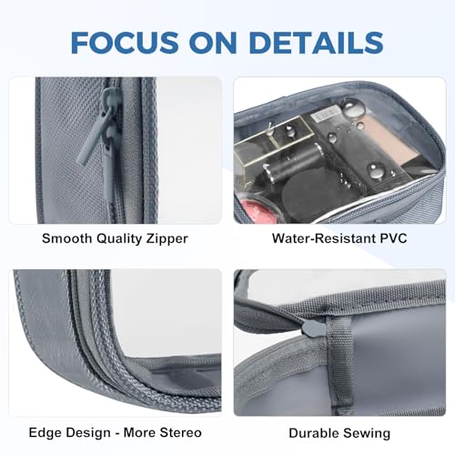 Moyad TSA Approved Toiletry Bag Clear Quart Size Travel Bags Makeup Bag - color: Grey, size: 2 Pack
