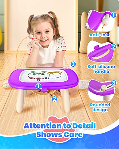 Seimome Doodle Board for Toddler Toys Age 1-3, Magnetic Writing Board, Preschool Learning and Educational Toys for 1 2 3 Years Old Girl Boy Gift for Birthday- Purple - color: Purple