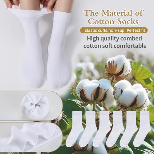 Corlap Women's Thin Above Ankle Socks-6Pairs Cotton Bootie Dress Crew Socks - color: 6 Pairs 6white, size: 6-9