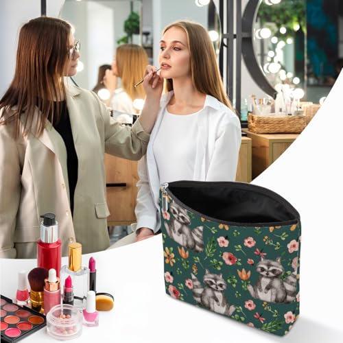 Raccoon Gifts Floral Raccoon Makeup Bag, Racoon Gift Cosmetic Bags - color: Multicolor 0148