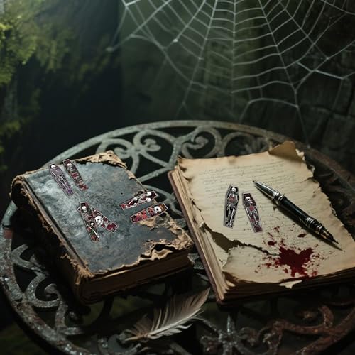 Gothic Skeleton Magnetic Bookmarks, Coffin Book Marks for Halloween - style: Coffin Skeleton