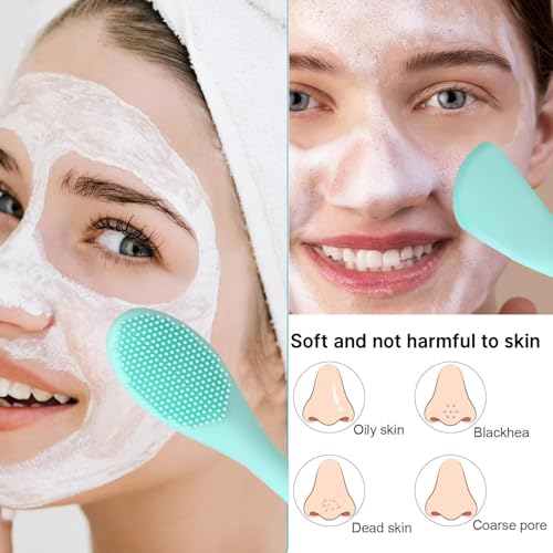 2 PCS Facial Cleansing Brush,2 in 1 Silicone Face Mask Brush for Exfoliating,Massaging,Remove Blackheads,Deep Pore Cleansing,DIY Mask