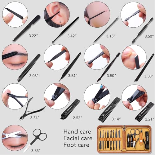 FAMILIFE Manicure Set, Professional Manicure Kit Nail Clipper Set Stainless Steel Pedicure Tools Kit with Leather Travel Case for Women Girl Men (Brown) - color: Brown