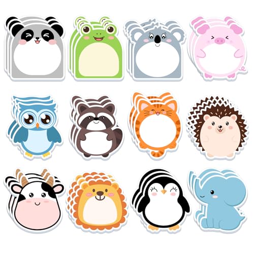 36 Pack Cute Sticky Notes 720 Sheets Cartoon Sticky Notepad Colorful Animals Shape Self-Sticky Writing Memo Pads Page Marker for School Office Supplies Small Gift Back to School Party Favor (Animal) - style: Animal