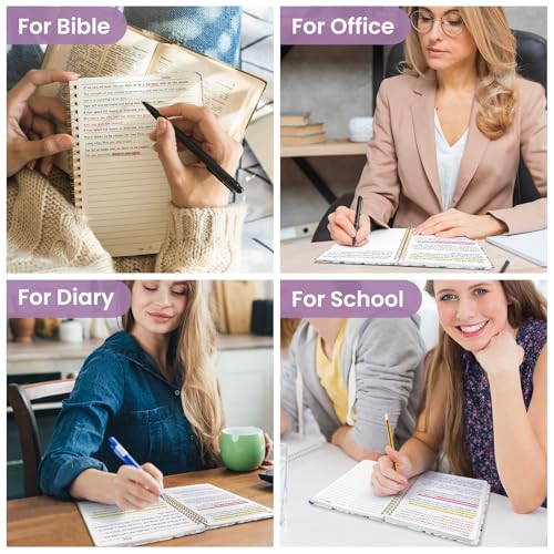 Taja Spiral Lined Journal for Women, Pretty Hardcover Journal Notebook, A5 - color: K-Purple Blocks