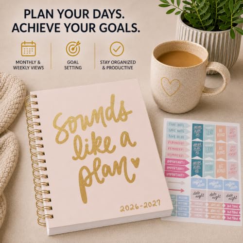 WORLD TRAVELER Academic Planner School Organizer Jul 2026-Dec 2027, 7"x9" - color: Pink Gold