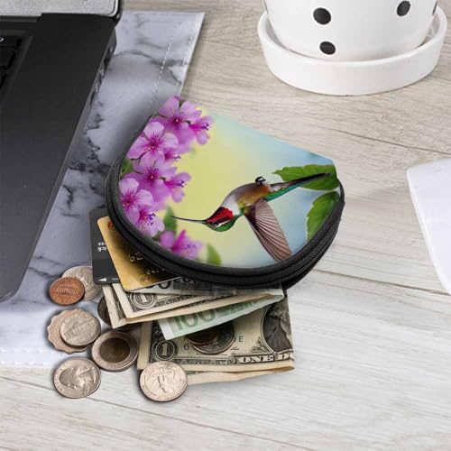 IBILIU Small Coin Purse Hummingbird Bird Flower Mini Wallet Coin Pouch Change Purse For Women Men - color: Coinp-011