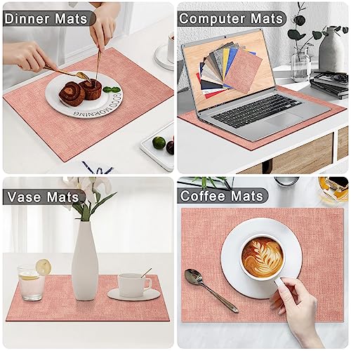 Homaxy PU Faux Leather Placemats for Dining Table, Set of 6, Pink - color: Pink