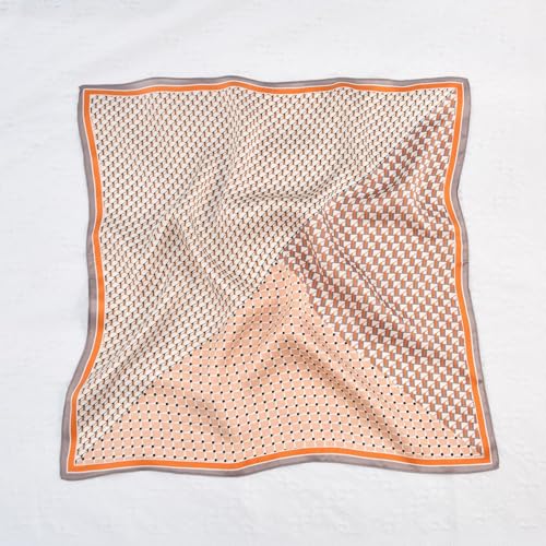 100% Mulberry Silk Neck Scarf for Women Square Neckerchief – 21 inch - color: Dark Orange
