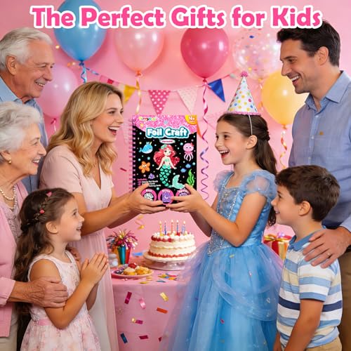 FUNNYB&G Foil Art Craft Kit for Kids, Sparkly Birthday Gift Toy for Girls - style: Mermaids